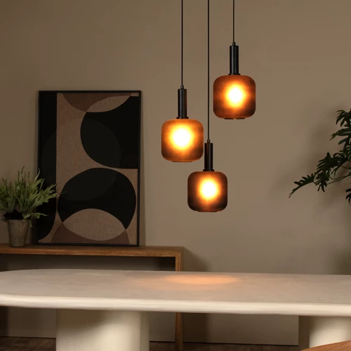 Lucide ELOISE - Lámpara colgante - Ø 40 cm - 3xE27 - Negro - ambiente 1